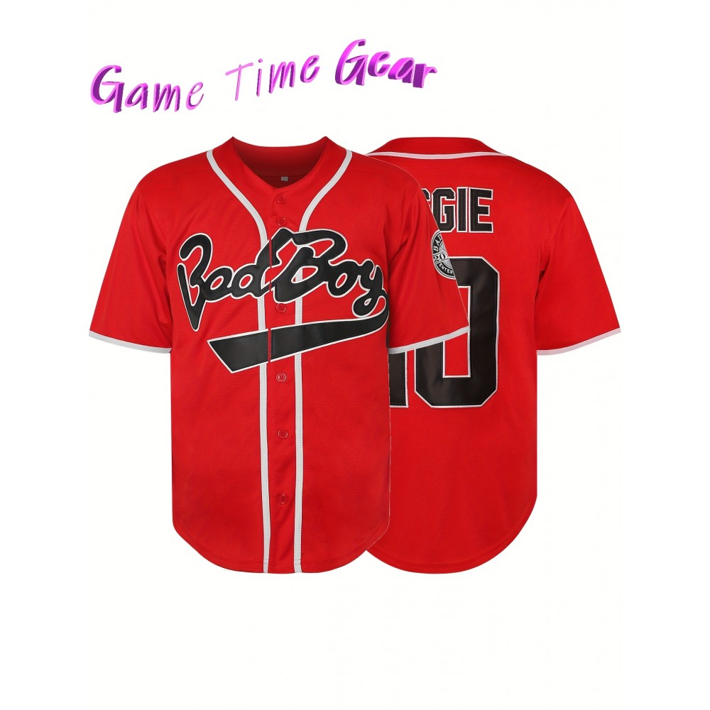 Men'S Red Baseball Jersey, Size S-3XL, 