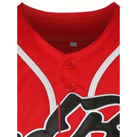 Men'S Red Baseball Jersey, Size S-3XL, 