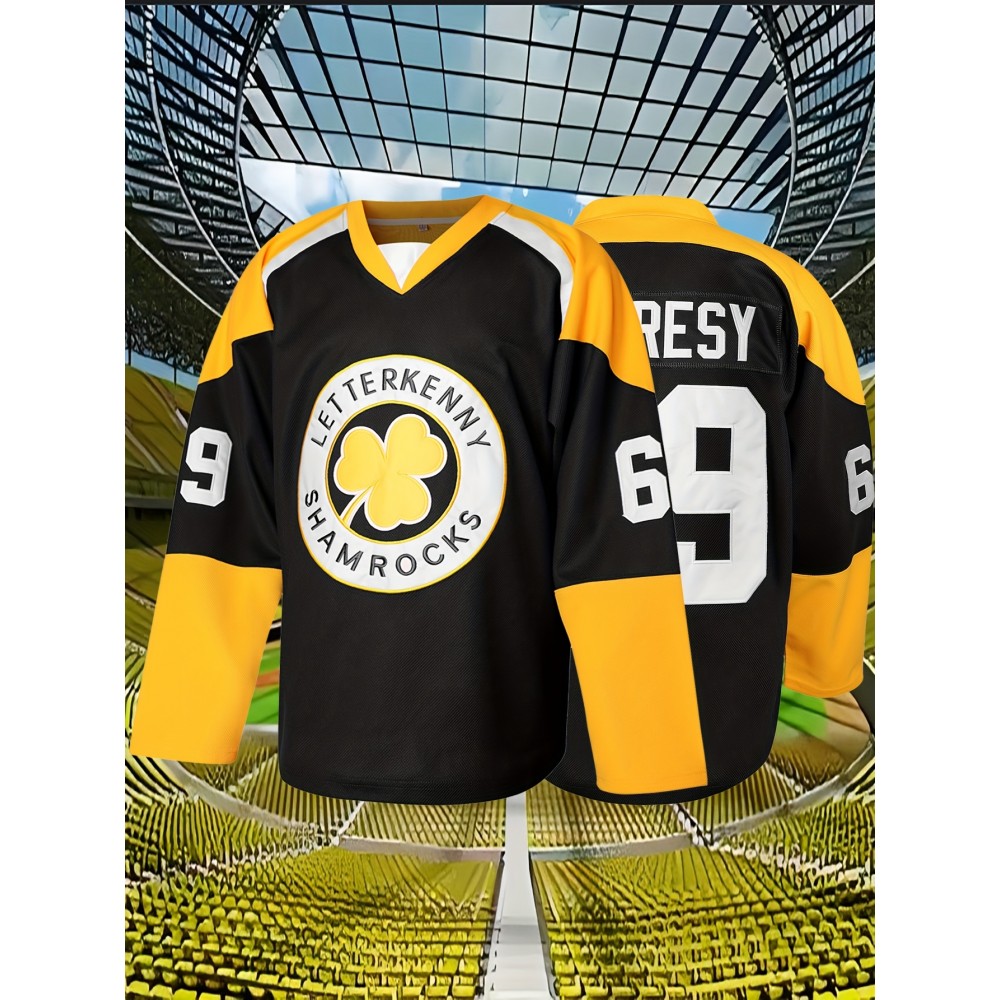 Men'S Black #96 Ice Hockey Jersey - Loose Embroidered Long Sleeves, Sporty, Fashionable, Casual, Breathable, Comfortable Streetwear For Everyday Activities
