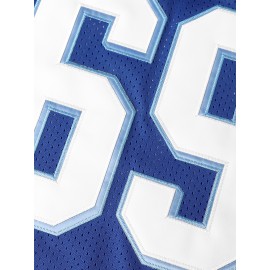 Men's #69 Embroidered Blue Football Jersey - Breathable V-Neck Sports Top with 