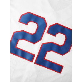 Men'S #22 Embroidered Baseball Jersey, Polyester V-Neck Sports Jersey, Breathable, Comfort Fit, with Button Closure, for Casual, Training, Hiking, Cycling, Fishing, Team Sports, Spring/Summer/Fall