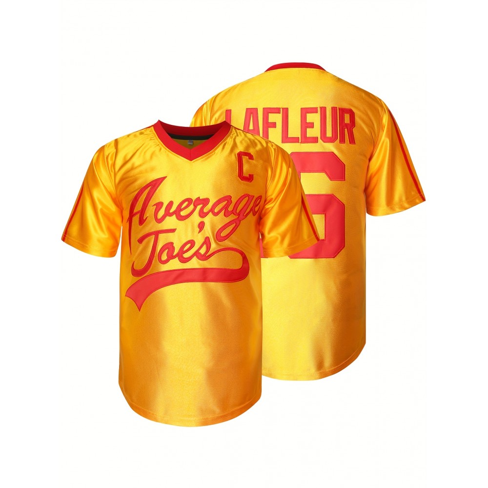 1pc Men'S Polyester V-Neck American Football Jersey - Embroidered #16 LAFLEUR, Loose Fit, Slight Stretch Knit Fabric, Sports & Casual Style for Team Sports, Outdoor Activities, Parties - Four Seasons Top