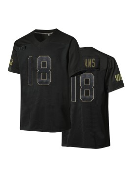 Men'S #18 Embroidered Rugby Jersey - Breathable V-Neck Short Sleeve Sports Shirt, Black with Golden & White Stripes, Classic American Football Training Uniform for All Seasons, Football Jersey