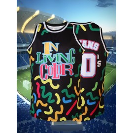 Men's #90 Embroidered Basketball Jersey - 100% Polyester, Crew Neck, Slight Stretch, Loose Fit - Perfect for Sports & Casual Wear, Machine Washable - Sizes S to XXXL, Round Neck, XXXL