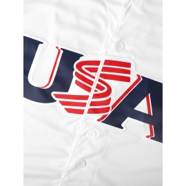 Baseball USA Blank White Embroidered Polyester Baseball Jersey, Suitable For Games And Training, Worn In Spring, Summer, And Autumn, Size S-3XL