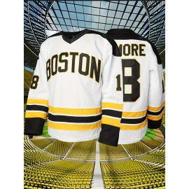 Happy Gilmore Ice Hockey Shirt 18 Adam Sandler 1996 Movie Ice Hockey Shirt Sewing Letters And Numbers Black And White S-XXXL